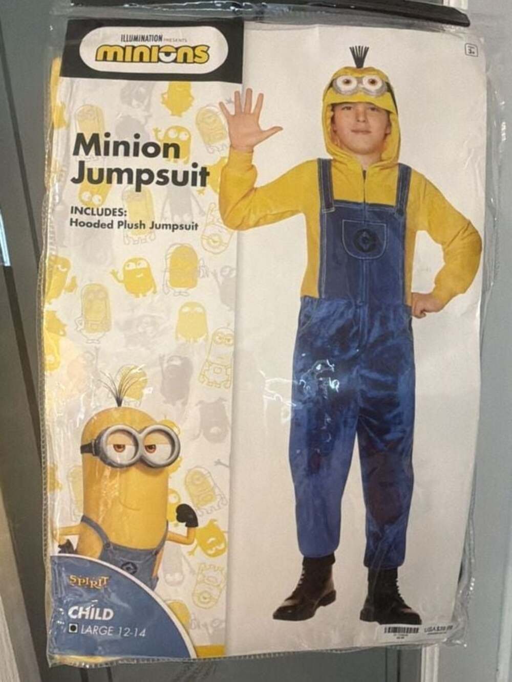 Illumination Minions Child Large 12-14 Hooded Plush Jumpsuit Costume